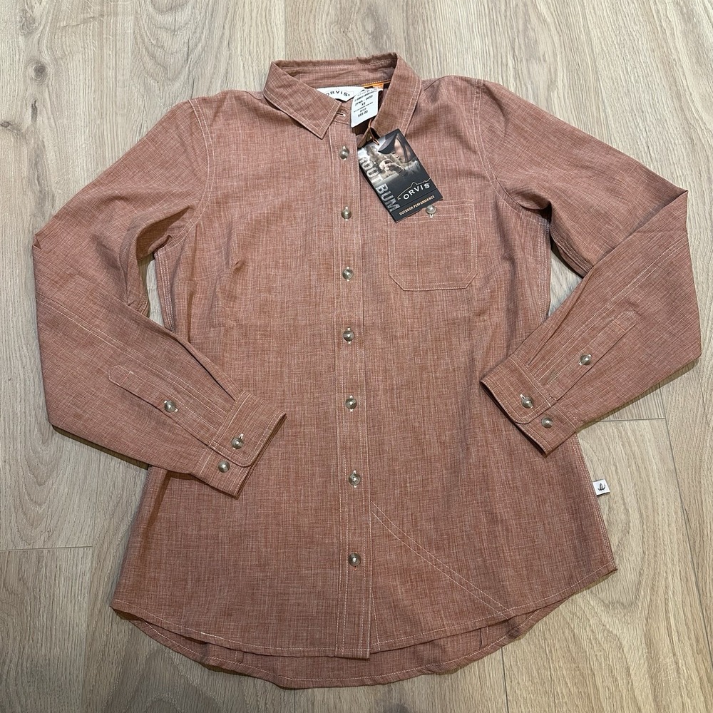 NWT Orvis Women's Tech Chambray Long-Sleeve Work Shirt XS UPF 40 Gardening Farm